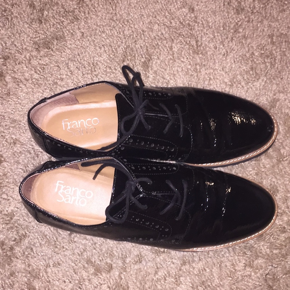 Franco Sarto Black patent oxfords